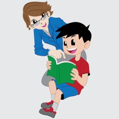 Boy Study with mom