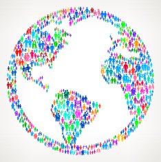 World Globe on vector family pattern Background N3