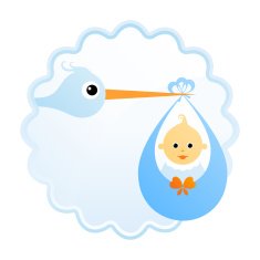 stork with boy