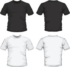 black white men's shirts template front and back design