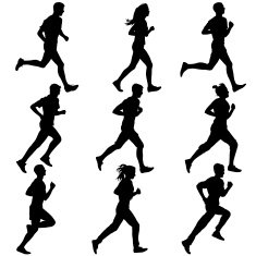 Set of silhouettes Runners on sprint men