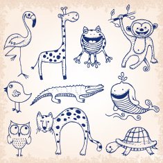 Cute doodle animals illustration N2