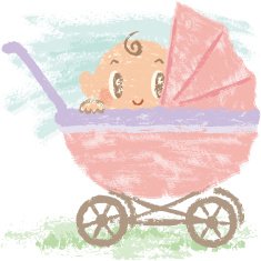 Baby and perambulator