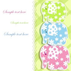 Baby card with elephants N3