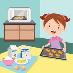 Little girl baking buns