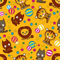 little playing predator on yellow background seamless pattern