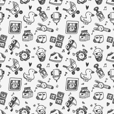 seamless doodle baby pattern background N36