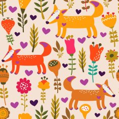 Seamless pattern in vector made of cute foxes