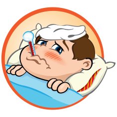 Child sick with fever lying a thermometer in his mouth N2
