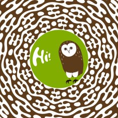 Greeting card design template Hand-drawn cute animal character illustration Owl