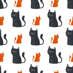 seamless pattern with cartoon cats