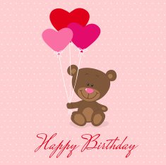 Little bear with heart balloons