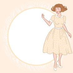 Vintage girl in dotted dress
