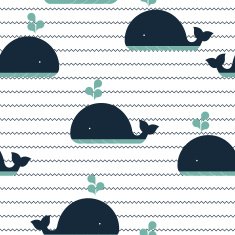 sea pattern with waves and whale