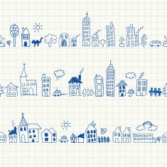 Cityscape seamless doodles N2