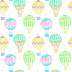 Watercolor hot air balloon seamless pattern