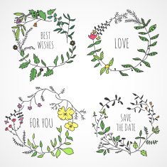 Lovely hand drawn floral wreaths