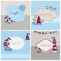 Set of Nautical Sea Cards