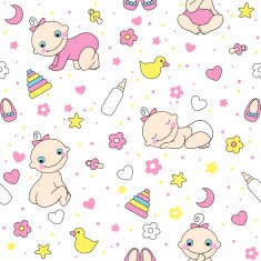 seamless pattern for baby girls N2