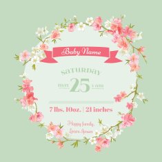 Baby Shower or Arrival Cards - with Spring Blossoms