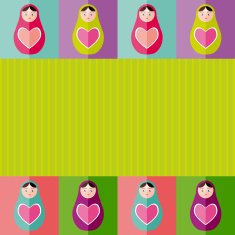 Russian dolls matryoshka with heart Card design Vector