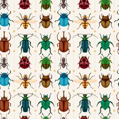 cartoon insect bug seamless pattern N2