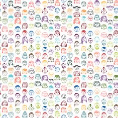 seamless pattern with doodle faces
