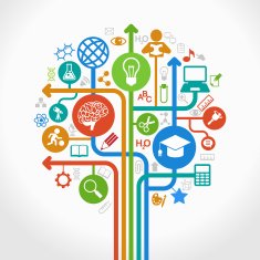 abstract tree with education icons