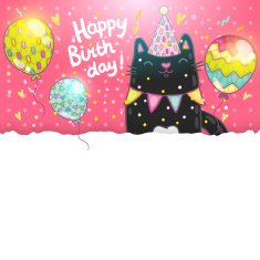 Happy Birthday card background with a cat N17