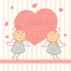 Two cute angel sweet card for Valentine's Day