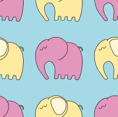 Cute cartoon sleeping elephant seamless pattern