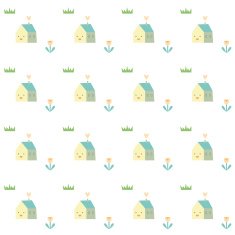 Cute seamless pattern with house in vector