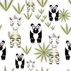 cute seamless background with panda and zebra N2