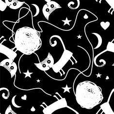 Seamless pattern with cats and clews