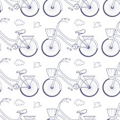 Seamless pattern with bicycles isolated on white background