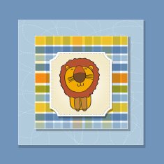 childish baby shower card with cartoon lion N19
