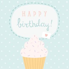 Birthday greeting card with cute cupcake