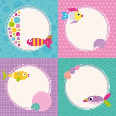 funky cartoon fish greeting cards collection N5