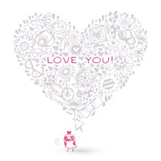 Heart love pattern and Owl