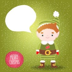Christmas elf with bubble speech background N3