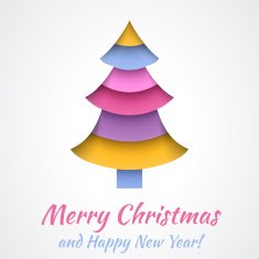 Colorful Merry Christmas greeting card with tree Vector