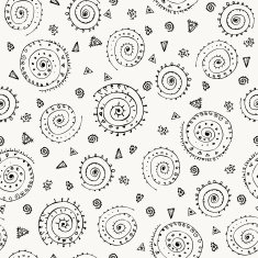 Abstract geometrical neutral seamless pattern with ornamental spiral elements