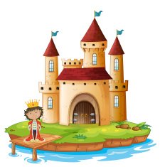 King outside his castle