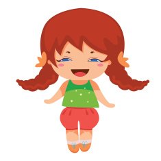 Kawaii red-haired cheerful girl with braids