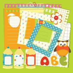 Set of school elements for scrapbook