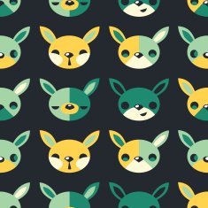 Childrens seamless pattern with hares on dark background N3