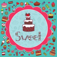 Colorful card with cake