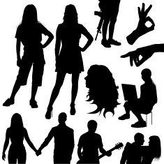 set of different silhouettes people