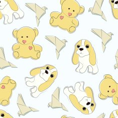 Seamless texture with cute toy dogs and teddy bears