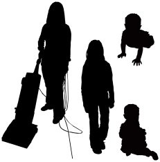 Lady Pre-Teen Babies Silhouette (vector illustrations)